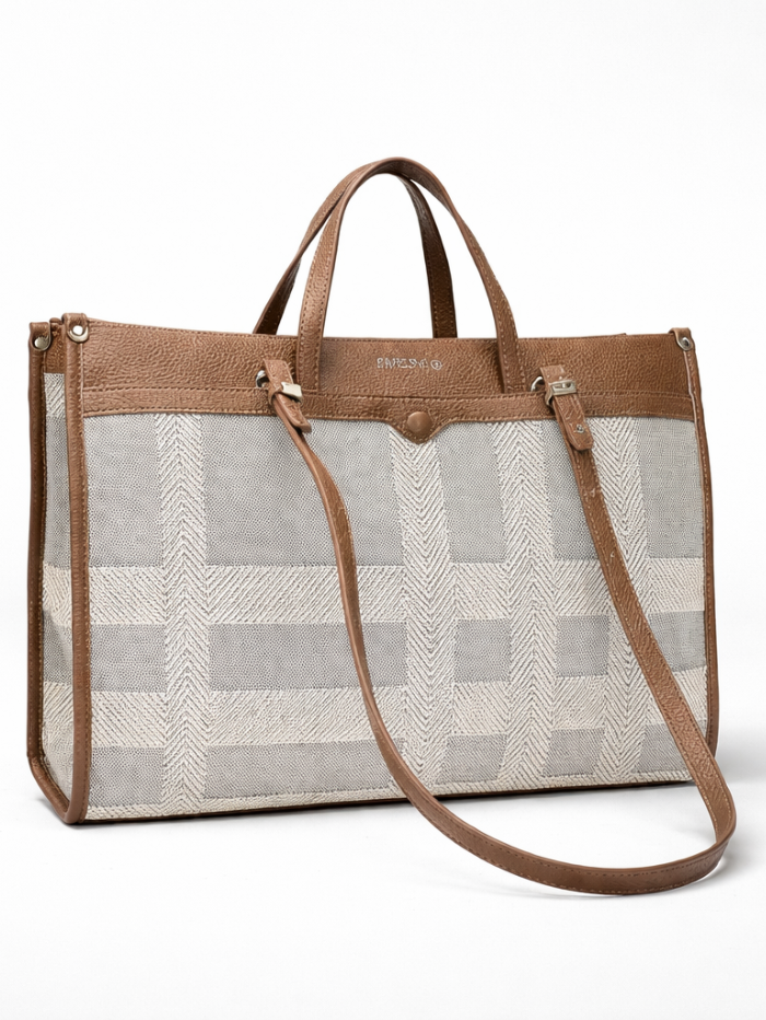 Premium Canvas & PU Leather Travel Tote Coffee Bag for Women