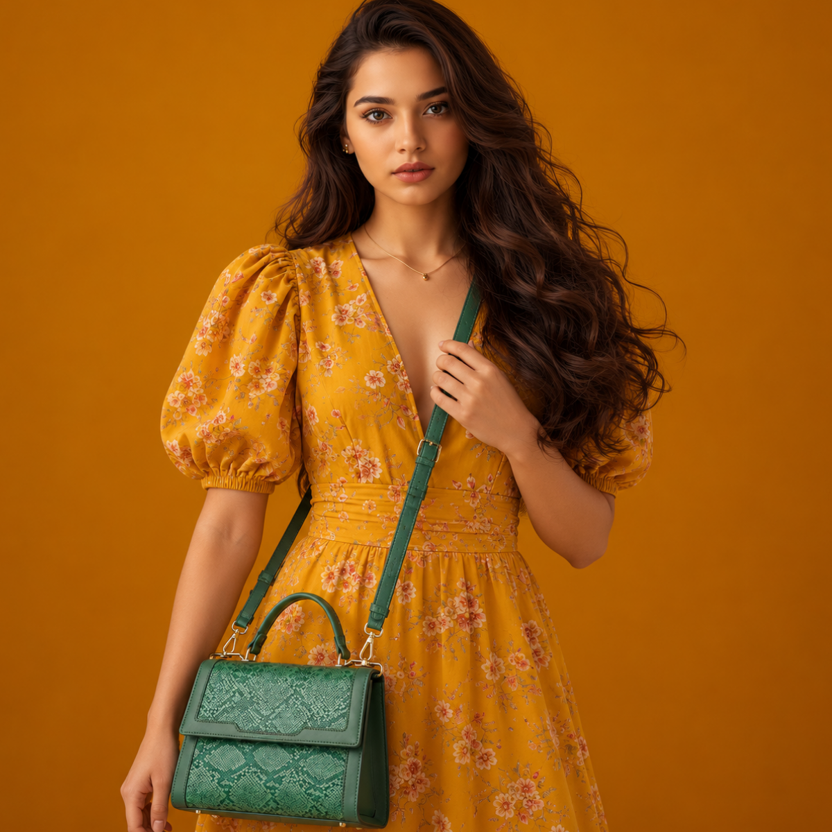 Premium Green Women Handbag with Adjustable Sling Strap