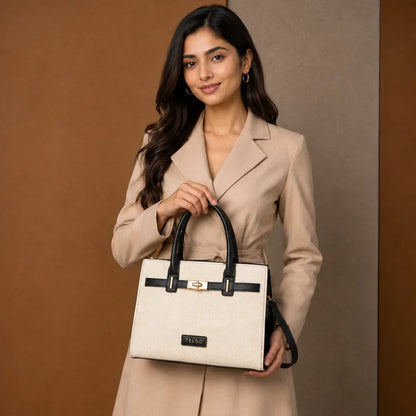 Black Textured Handbag for Women
