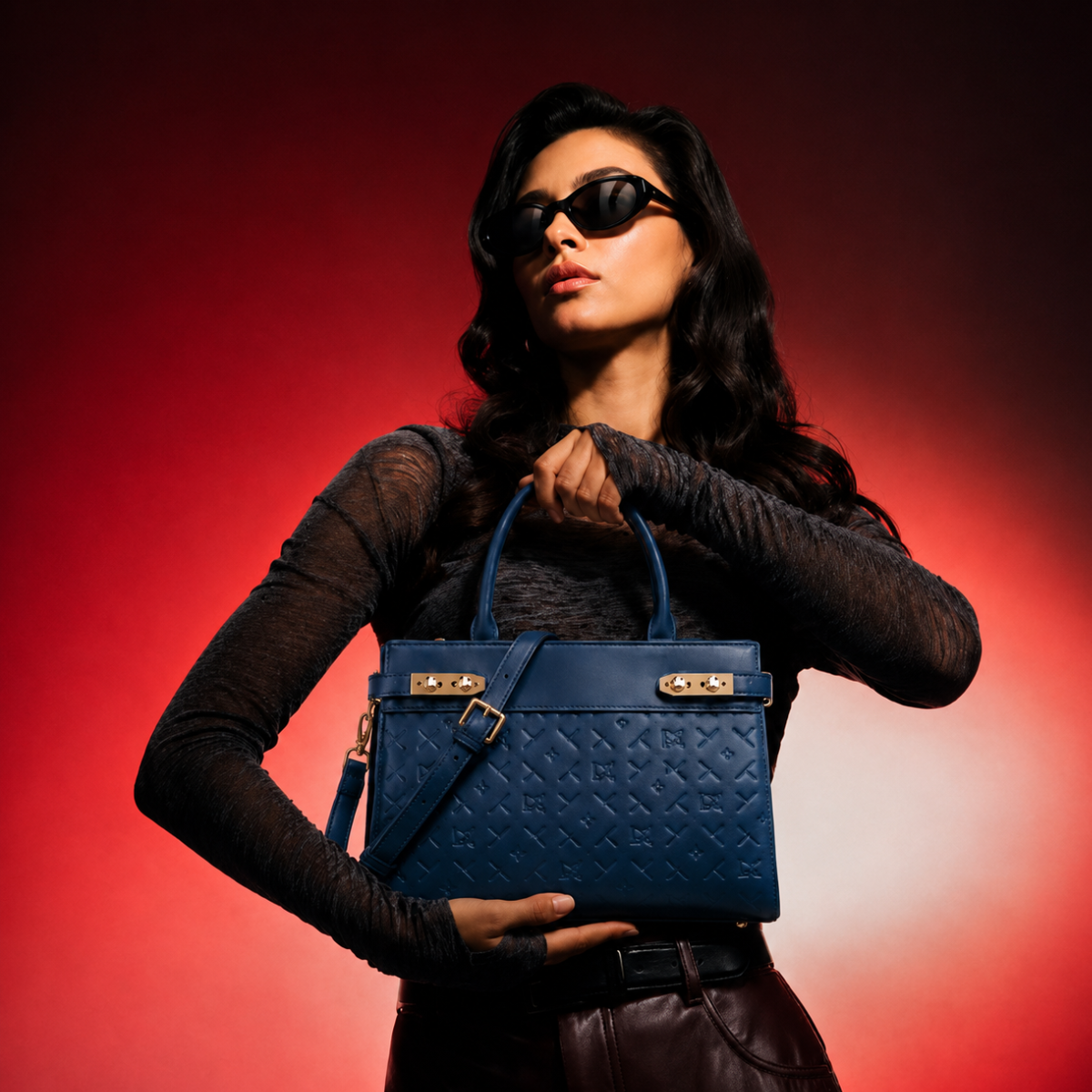 Premium Blue Women Handbag with Adjustable Sling Strap