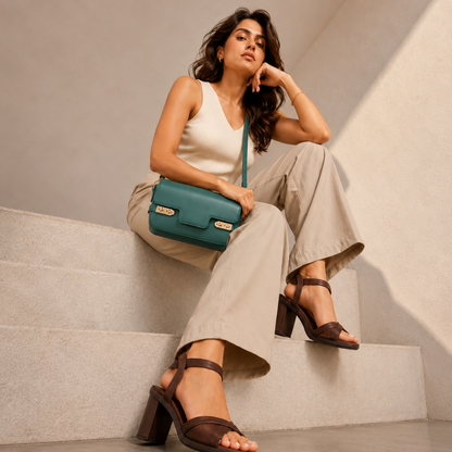 Premium Tealgreen Women Shoulder Bag with Adjustable Sling Strap