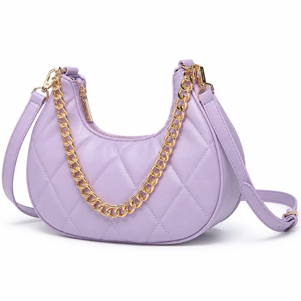 QUILTED LUXE PURPLE CHAIN SHOULDER BAG