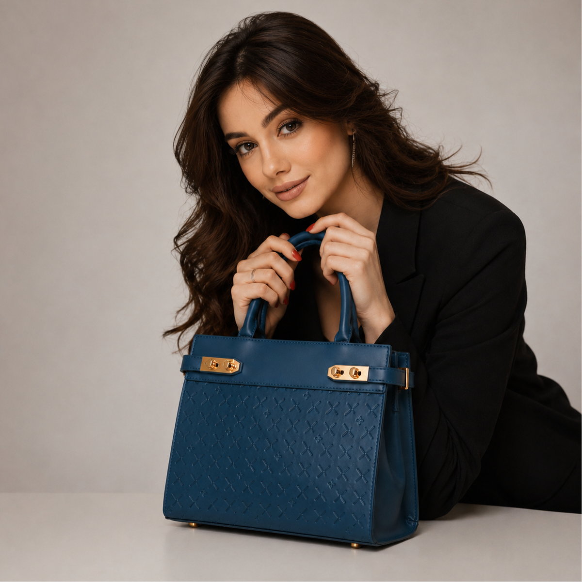 Premium Blue Women Handbag with Adjustable Sling Strap