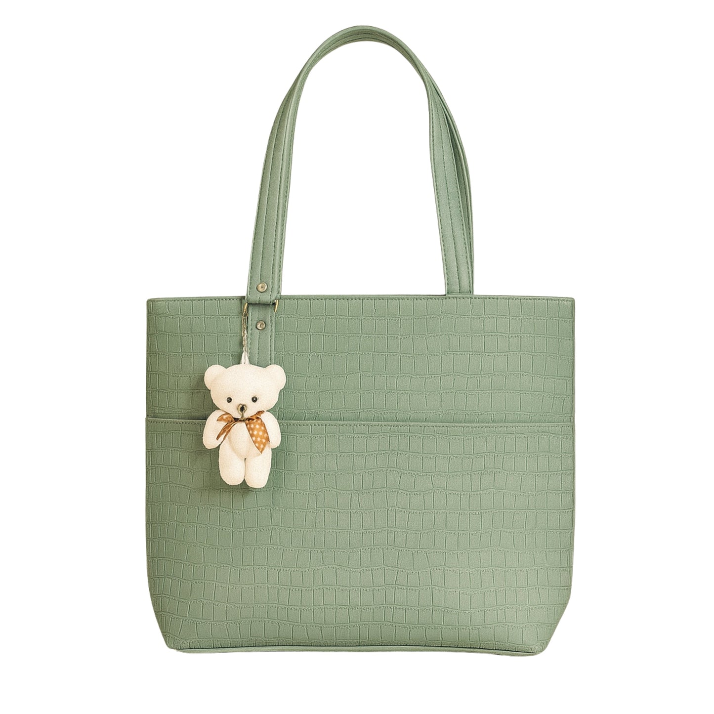 Large Capacity Fashion Shoulder Bag with Teddy Bear Charm for Work, School & Everyday Use