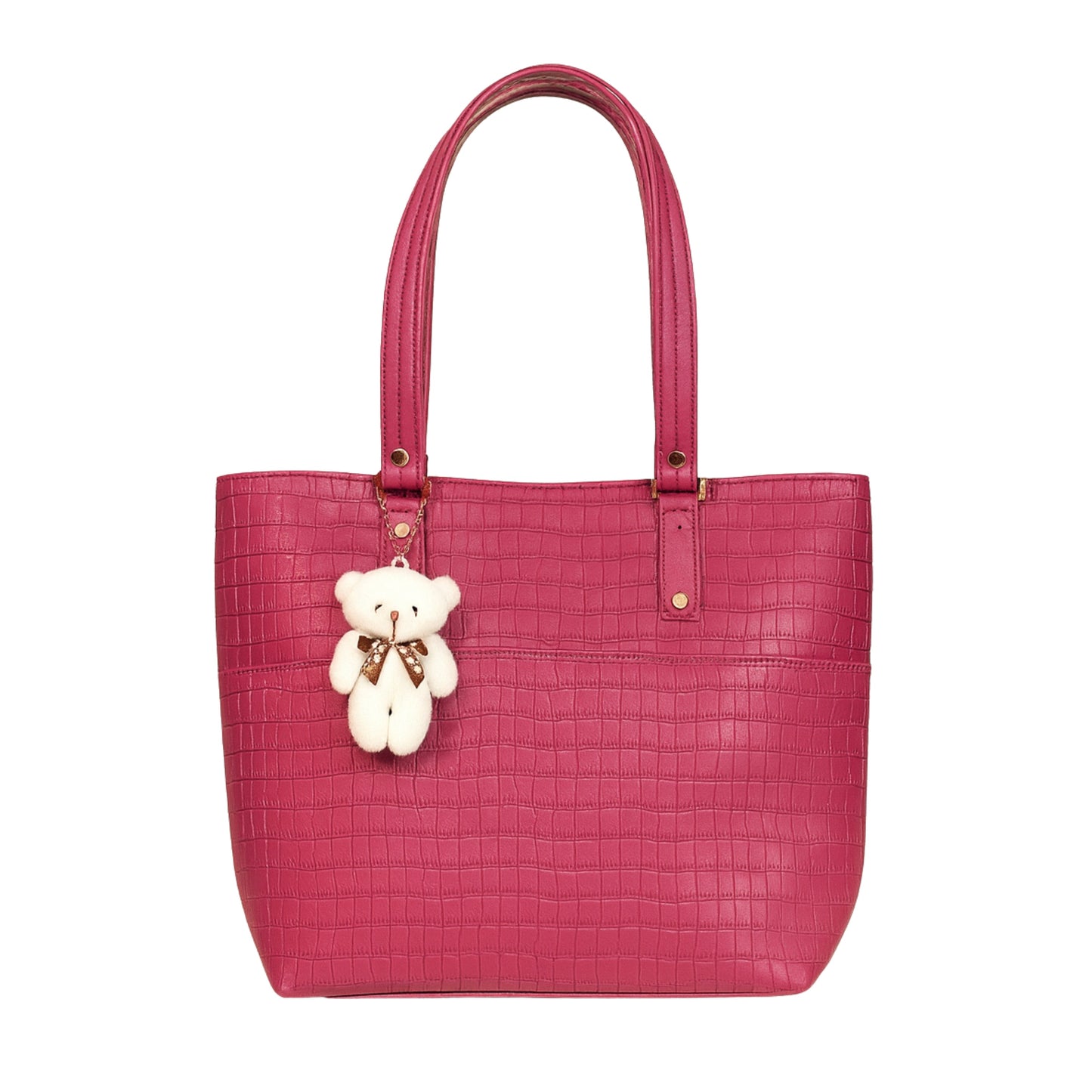 Large Capacity Fashion Shoulder Bag with Teddy Bear Charm for Work, School & Everyday Use