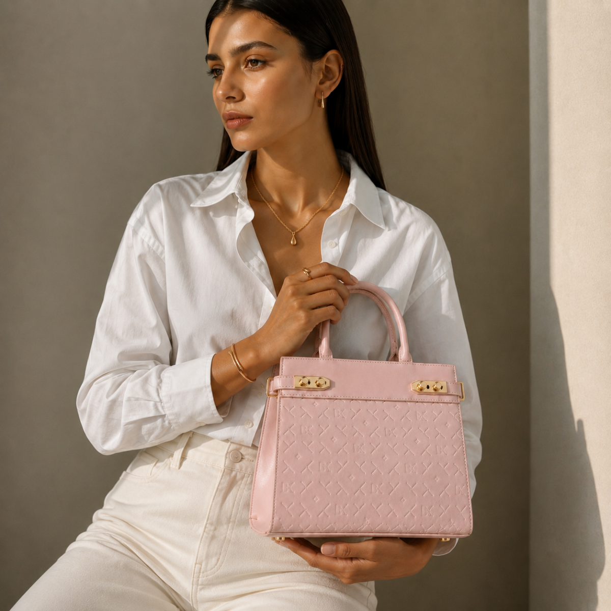 Premium Pink Women Handbag with Adjustable Sling Strap