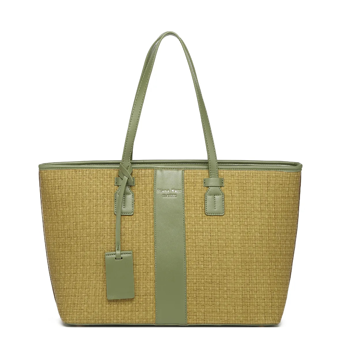 Mustard Woven Straw Textured Tote Bag for Women