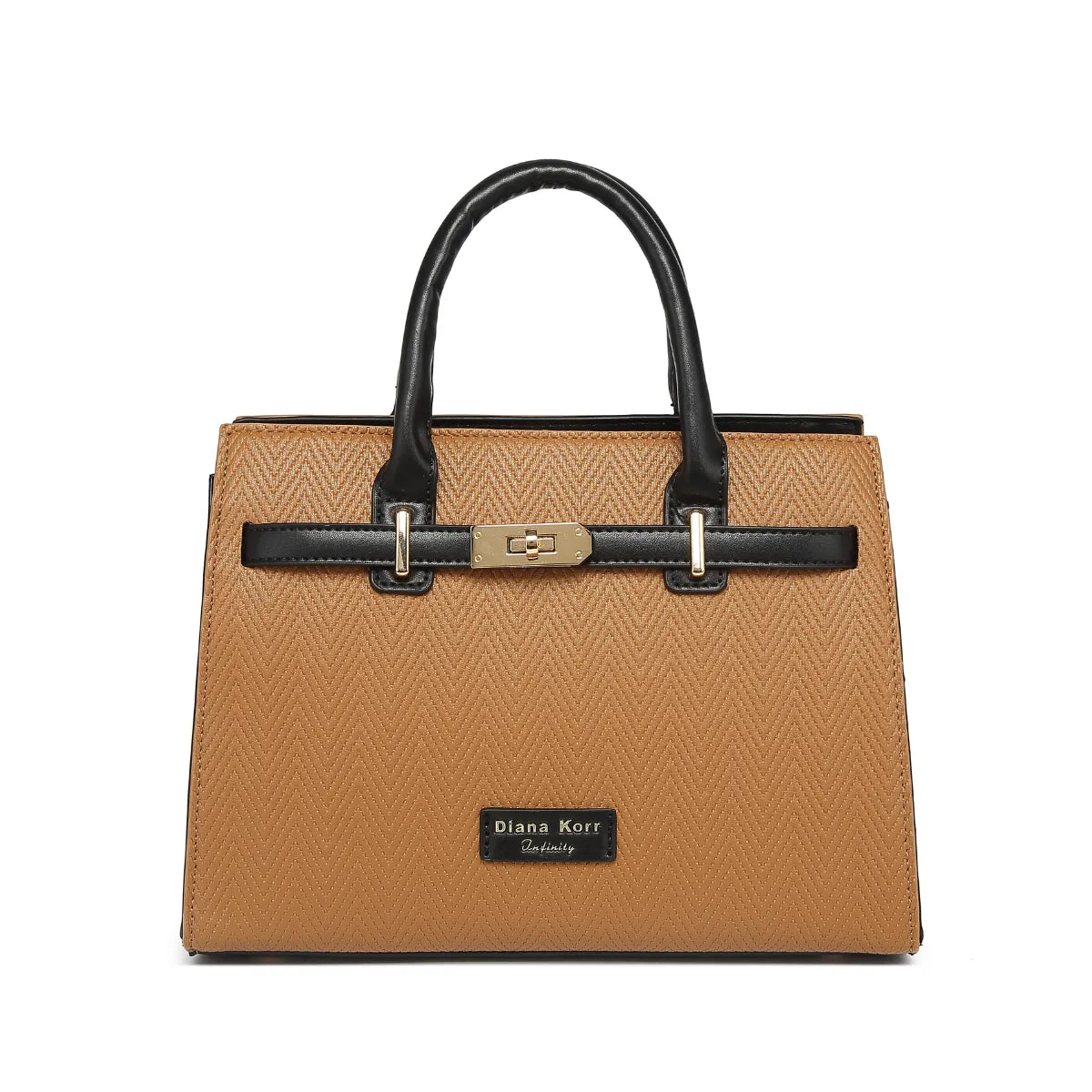 Tan Chevron Textured Handbag for Women
