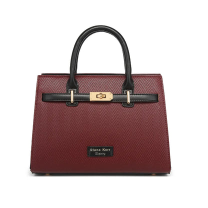 Wine Chevron Textured Handbag for Women