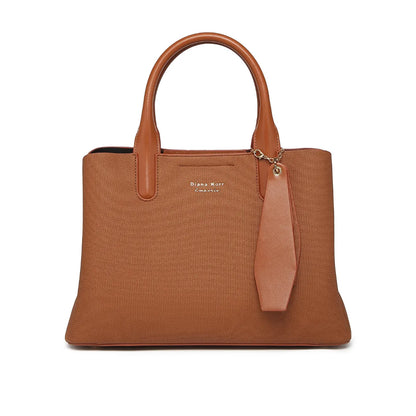 Tan Canvas Structured Handbag for Women