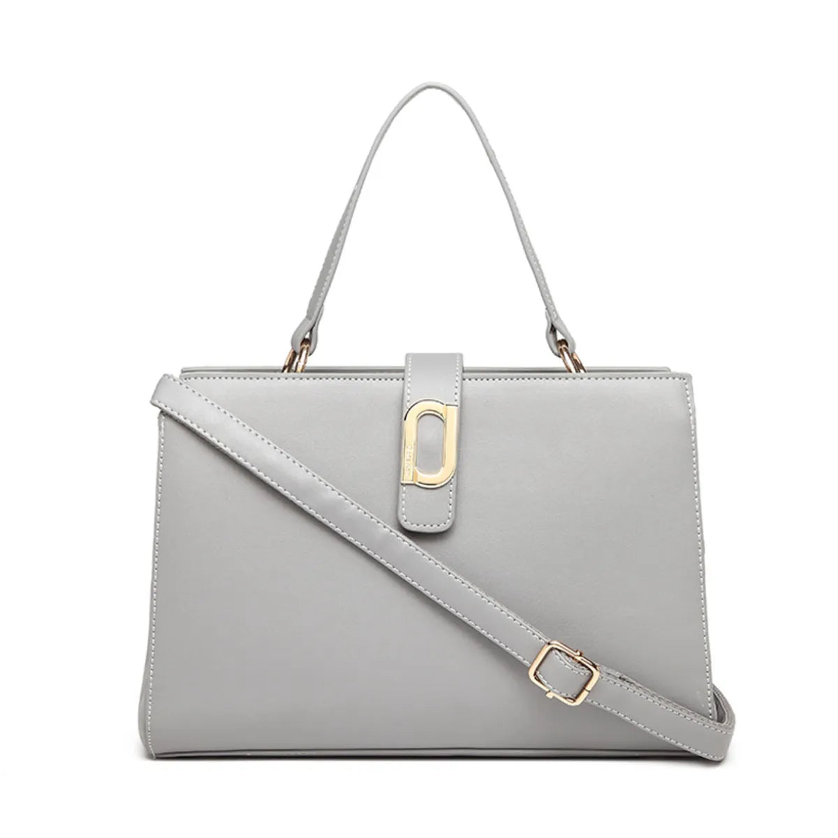 Grey Structured Top Handle Handbag for Women