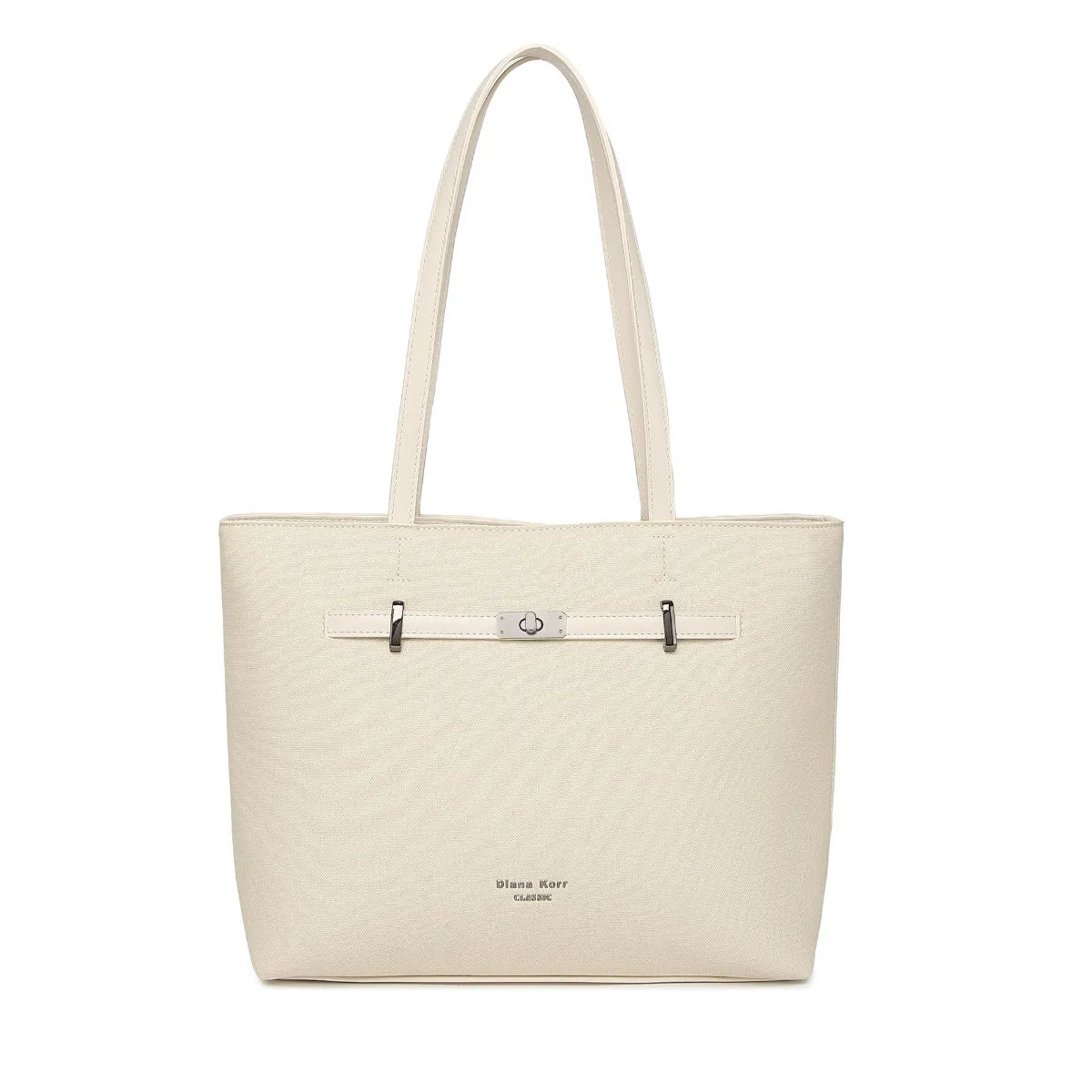 Off White Structured Shoulder Tote Bag for Women