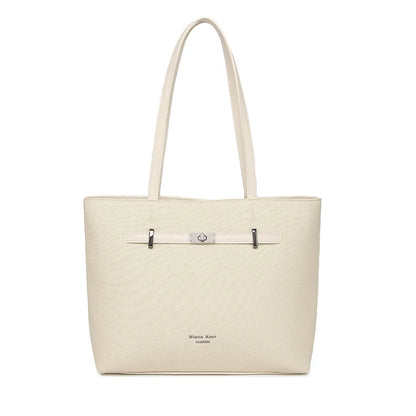 Off White Structured Shoulder Tote Bag for Women