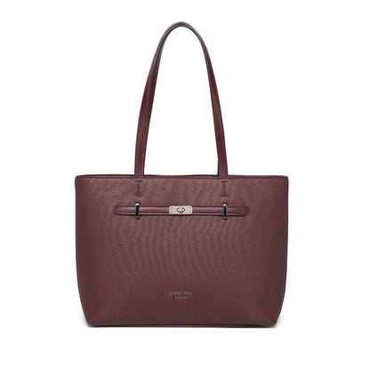 Wine Structured Shoulder Tote Bag for Women