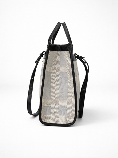 Premium Canvas & PU Leather Travel Tote Black Bag for Women