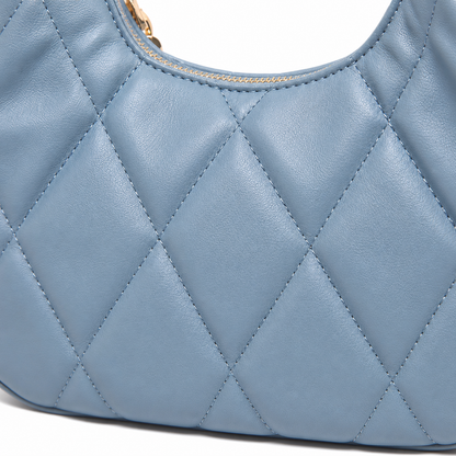 QUILTED LUXE BLUE CHAIN SHOULDER BAG