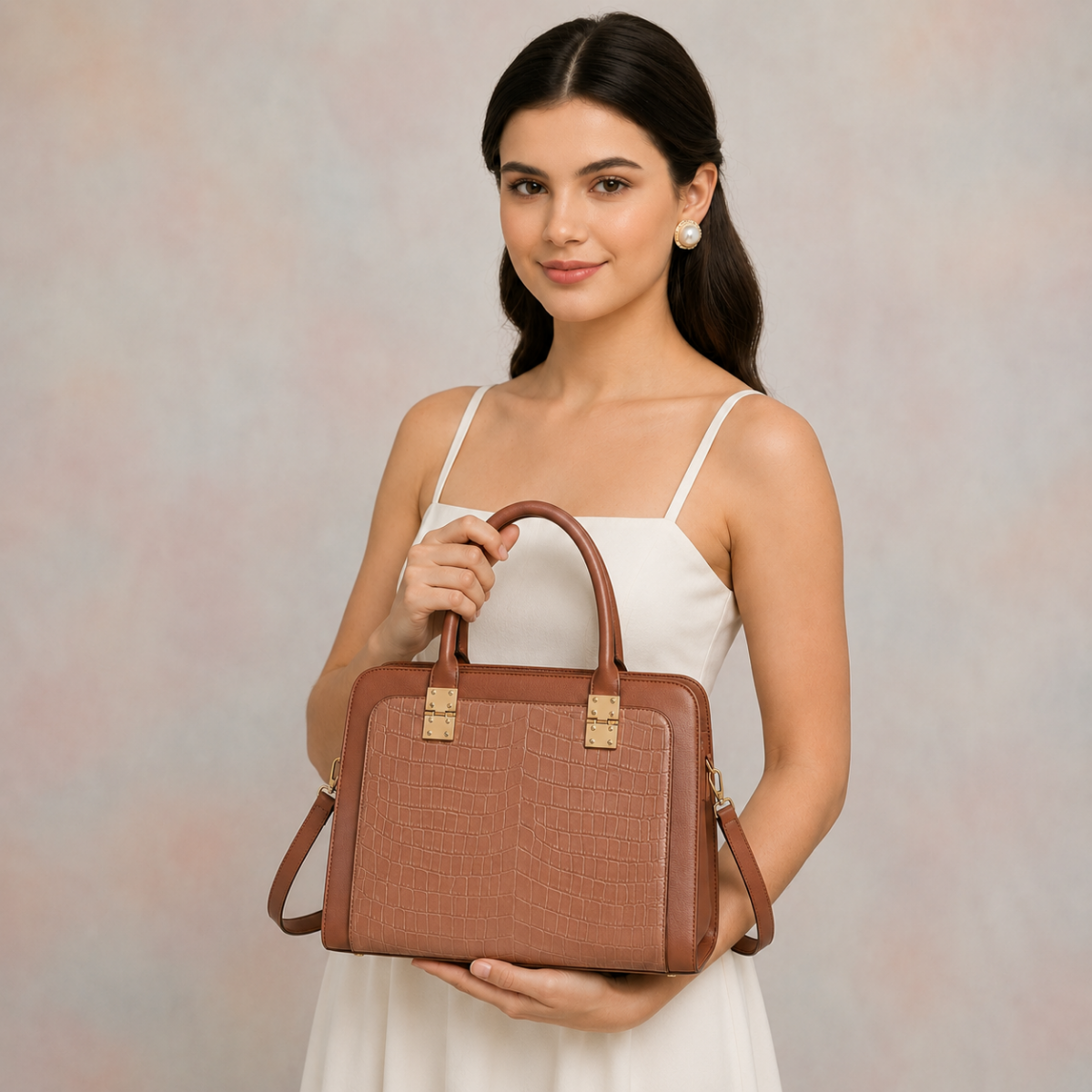 Premium Pink Women Handbag with Adjustable Sling Strap