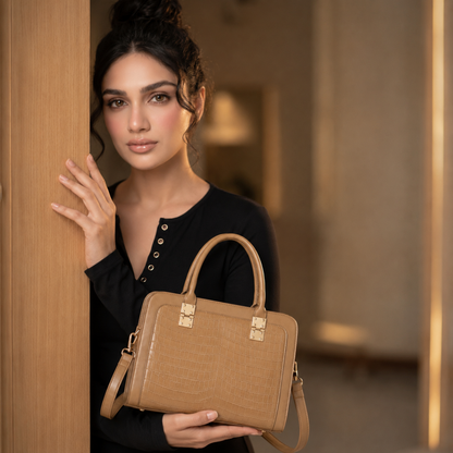 Premium Nude Women Handbag with Adjustable Sling Strap