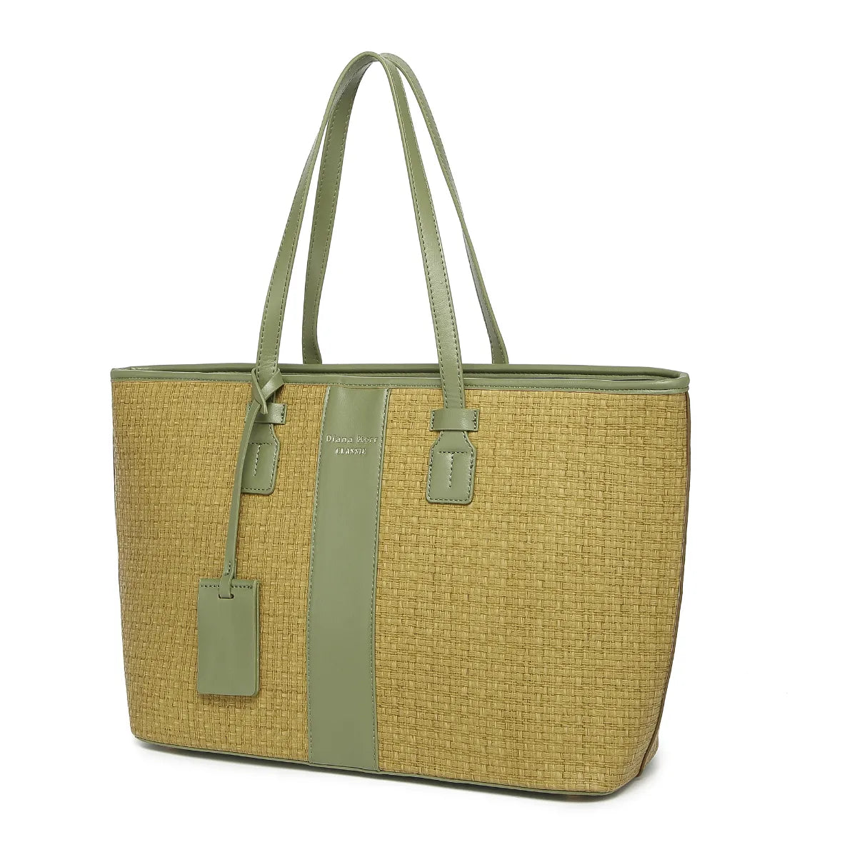 Mustard Woven Straw Textured Tote Bag for Women