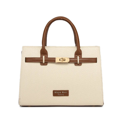 Off White Chevron Textured Handbag for Women