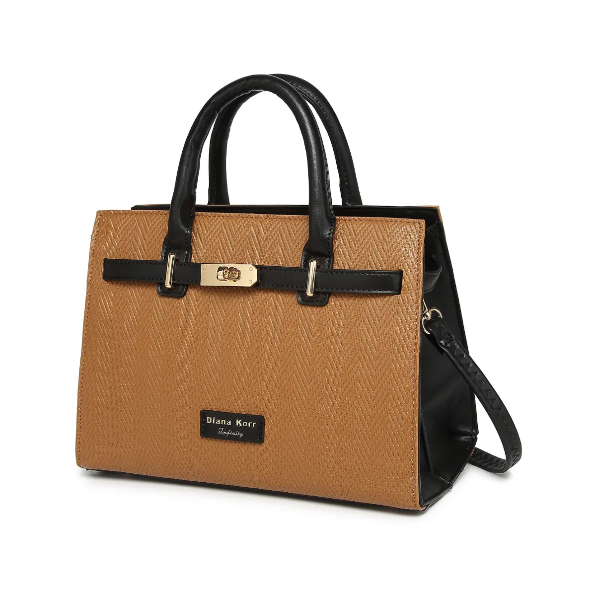 Tan Chevron Textured Handbag for Women