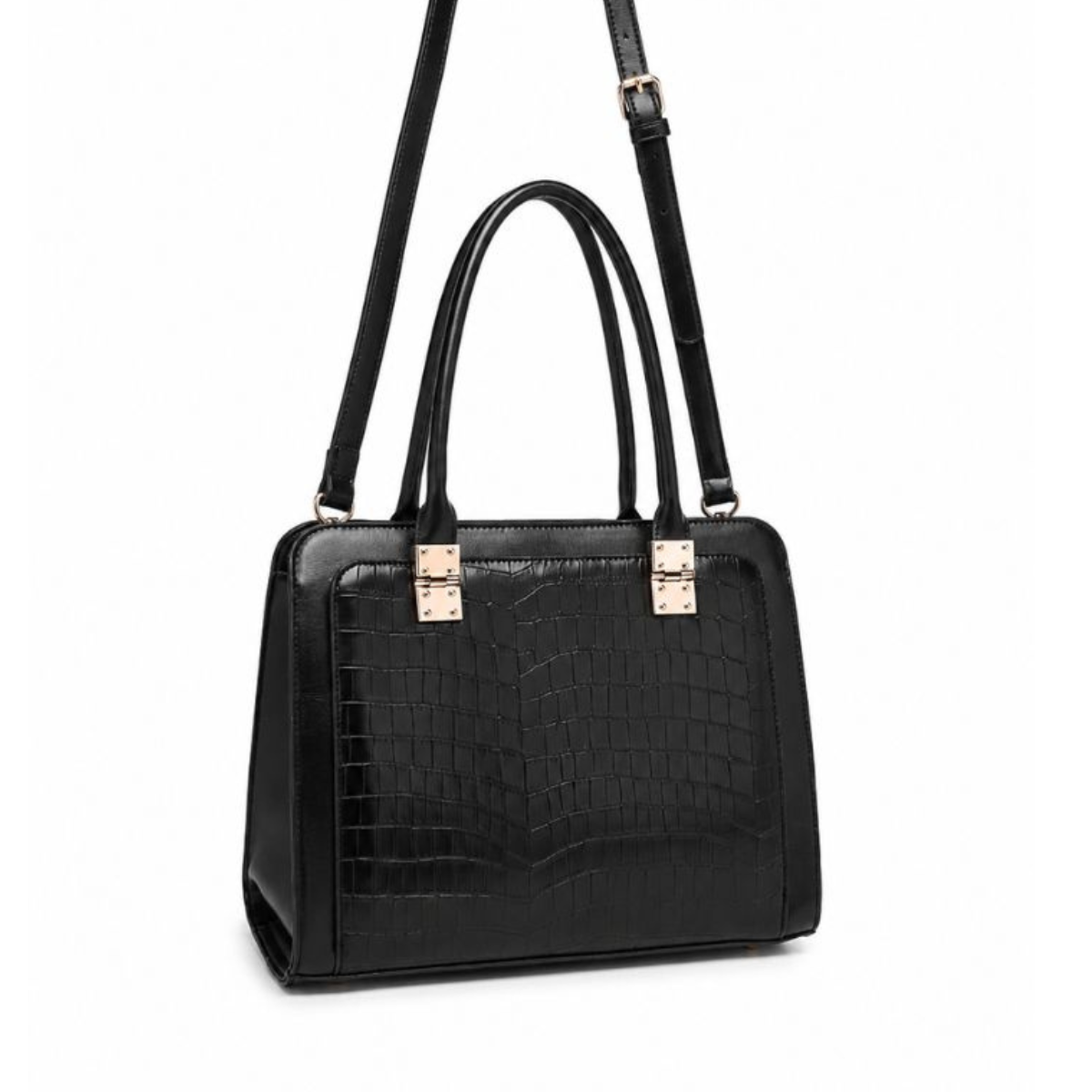 Premium Black Women Handbag with Adjustable Sling Strap