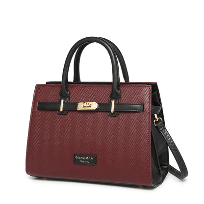Wine Chevron Textured Handbag for Women