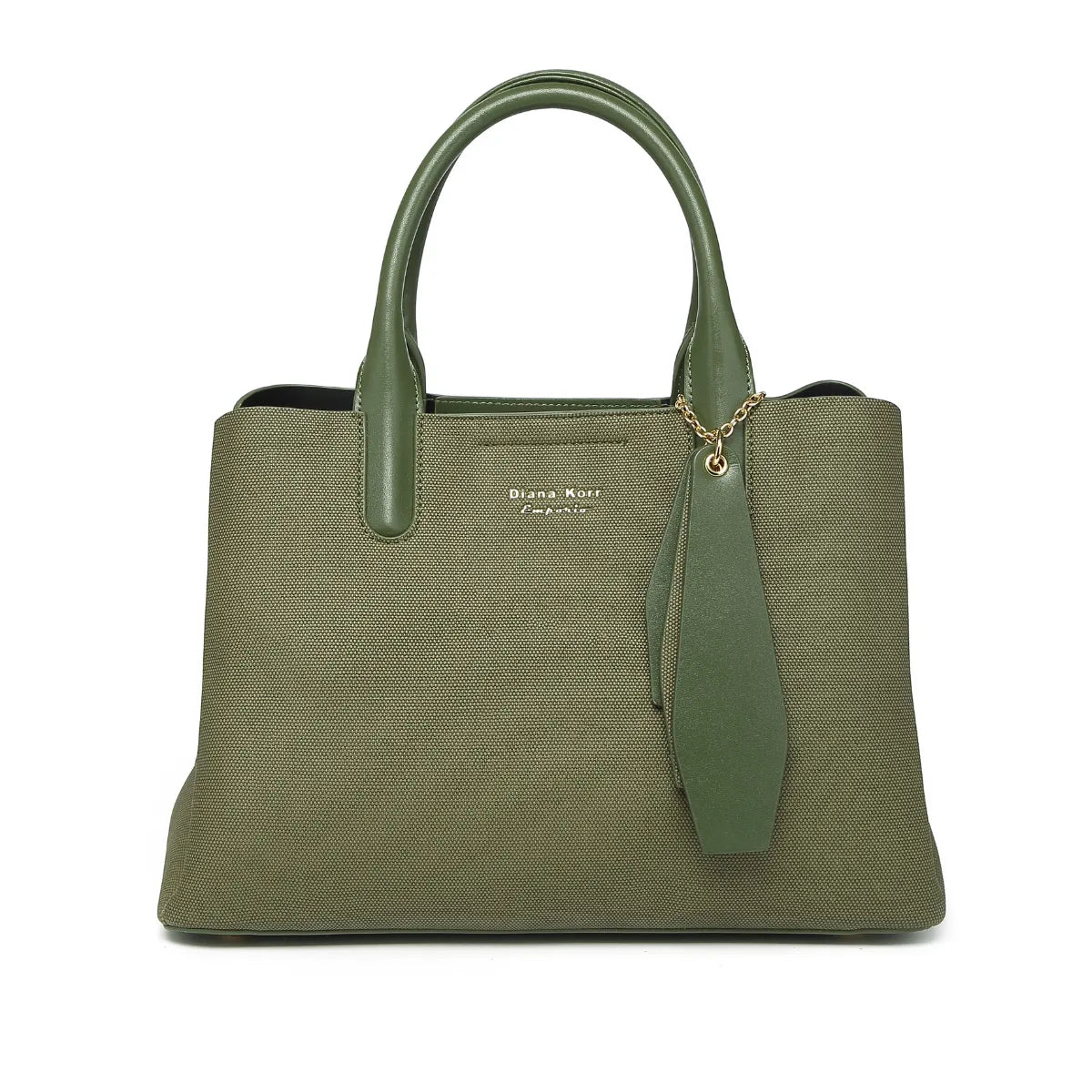 Green Canvas Structured Handbag for Women