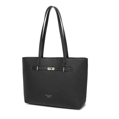Black Structured Shoulder Tote Bag for Women