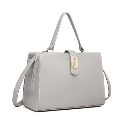 Grey Structured Top Handle Handbag for Women