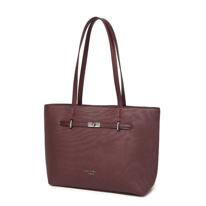 Wine Structured Shoulder Tote Bag for Women