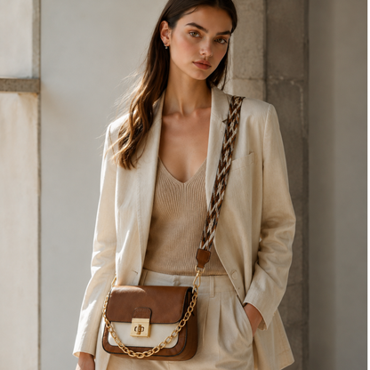 Premium Brown Women Shoulder Bag with Chain Strap