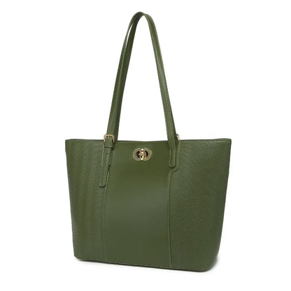 Green Textured Panel Tote Bag for Women