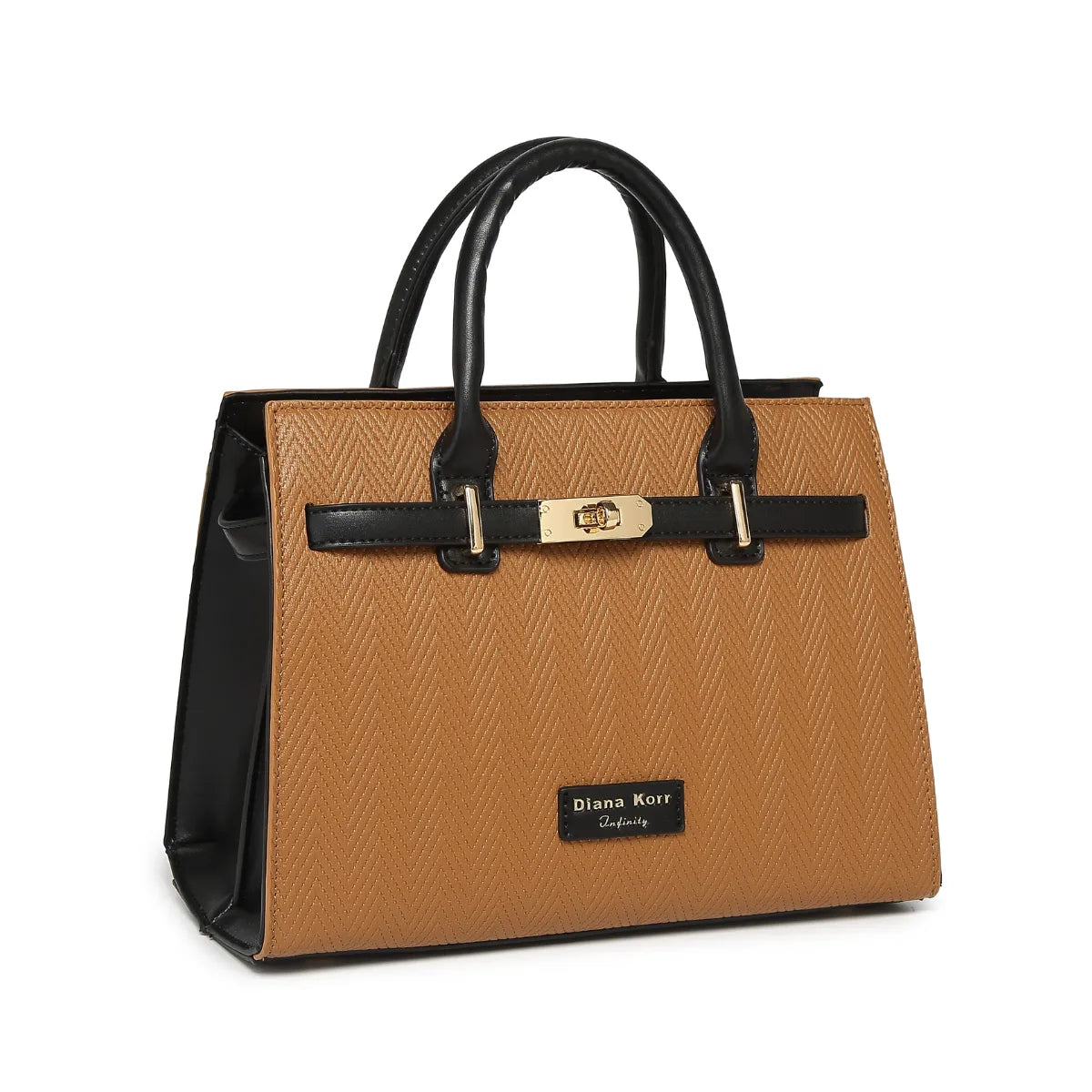 Tan Chevron Textured Handbag for Women
