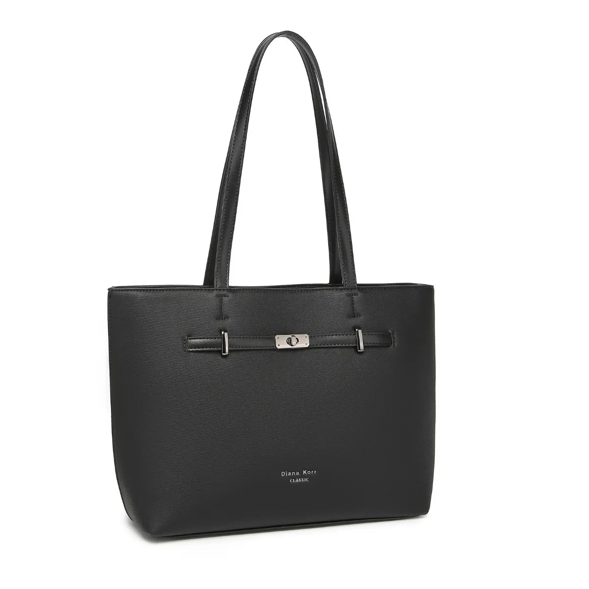 Black Structured Shoulder Tote Bag for Women