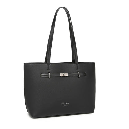 Black Structured Shoulder Tote Bag for Women