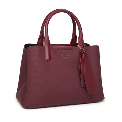 Wine Canvas Structured Handbag for Women