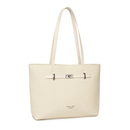 Off White Structured Shoulder Tote Bag for Women