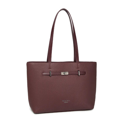 Wine Structured Shoulder Tote Bag for Women