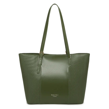 Green Textured Panel Tote Bag for Women