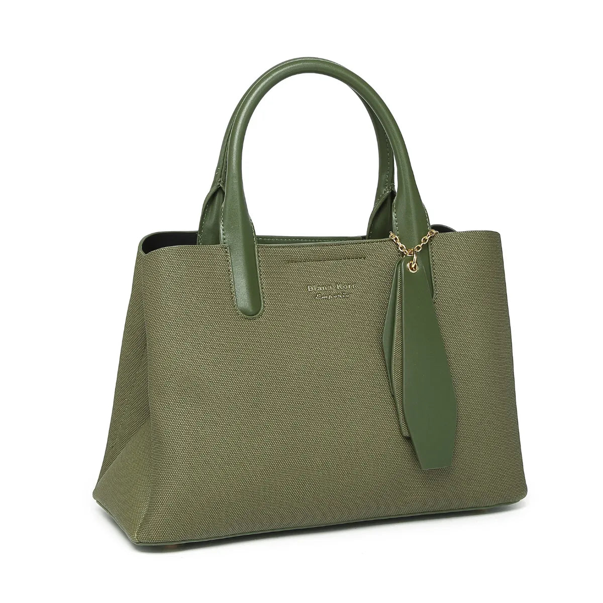 Green Canvas Structured Handbag for Women