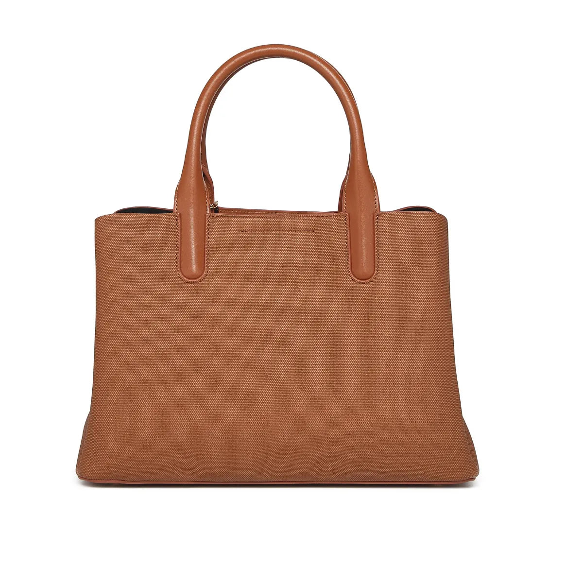 Tan Canvas Structured Handbag for Women