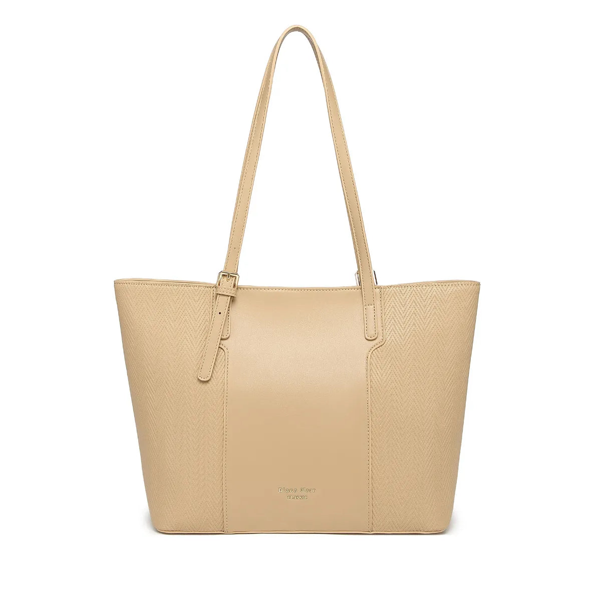 Beige Textured Panel Tote Bag for Women