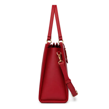 Red Structured Top Handle Handbag for Women