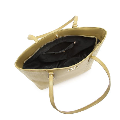 Olive Green Textured Panel Tote Bag for Women