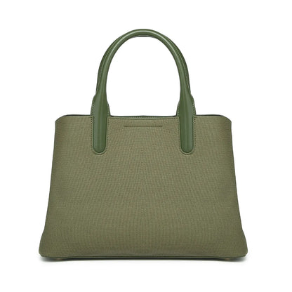 Green Canvas Structured Handbag for Women