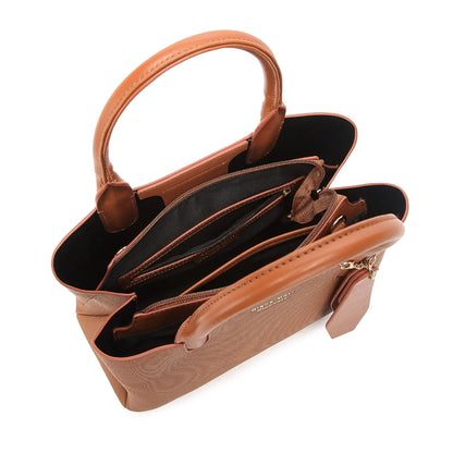 Tan Canvas Structured Handbag for Women