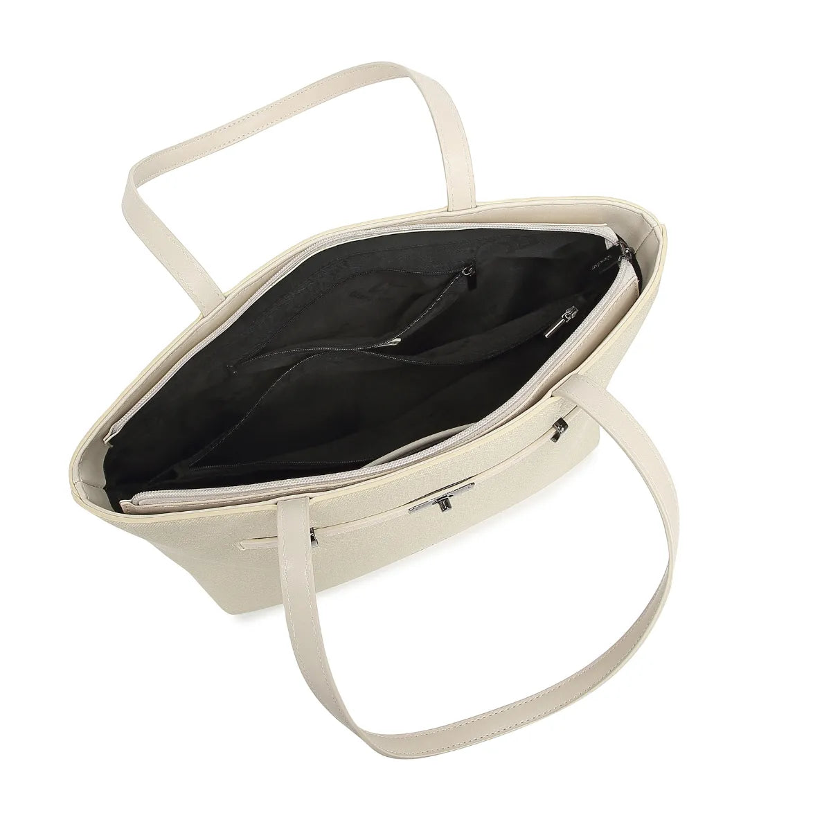 Off White Structured Shoulder Tote Bag for Women