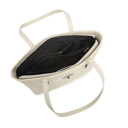 Off White Structured Shoulder Tote Bag for Women