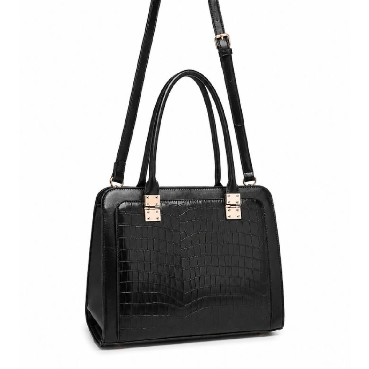 Premium Black Women Handbag with Adjustable Sling Strap